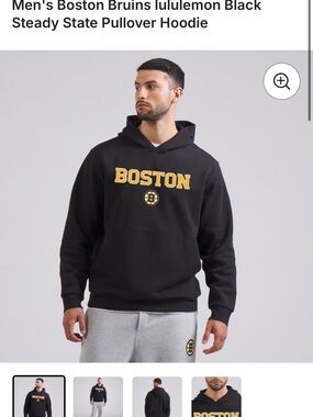 lululemon athletica Black Boston Bruins Pullover Hoodie with Yellow Lettering